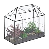 Relaxdays Pflanzenterrarium, Glas & Kupfer, 27x30x15 cm, Deko Glashaus Kakteen &...