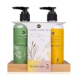 Accentra Handpflegeset HERBAL SPA auf einer Holzablage, 290ml Handseife und...
