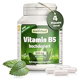 Vitamin B5, extra hochdosiert, 500mg - 120 Kapseln, vegan. Pantothensäure -...