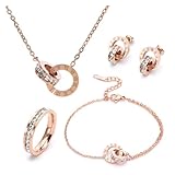 RPAEOY Schmuckset für Damen und Mädchen Zirkonia Edelstahl Römische Ziffern...