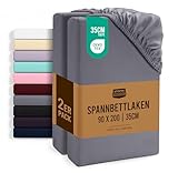 Utopia Bedding - 2er Set Spannbettlaken 90x200cm - Grau - Gebürstete Mikrofaser...