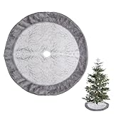 Weihnachtsbaum Decke Rund 90cm, Christbaumdecke Grau, Tannenbaum Teppich für...