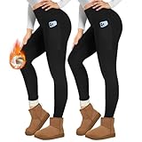 TNNZEET Thermo Leggings Damen mit Taschen Gefüttert Thermoleggings High Waist...