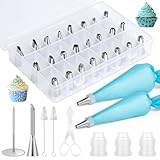 AiQInu Spritzbeutel mit Tüllen 34 Teiliges,Edelstahl-Tüllen-Set mit Kupplung,...