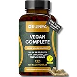 KUINEA® Vegan Complete – Vitamin B12 + D3 + K2 + B-Komplex + Zink, Eisen,...