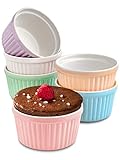 6 Souffle Förmchen aus Keramik - Backofenfest - 200 ml - 9 cm - Stapelbar - Mit...