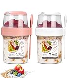 2 Stück MüSlibecher to go, Jogurtbecher für Unterwegs mit löffel,Joghurt to...