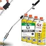 Magnum ®Unkrautbrenner inkl. 4 Gaskartuschen - stabiler Unkrautvernichter mit...