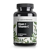 Eisen mit 40mg natürlichem Vitamin C – 240 vegane Eisentabletten – aus...