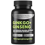 EXVital® Ginkgo + Ginseng, 365 Tabletten, 50:1 Pflanzenextrakte, hochdosiert -...