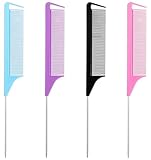 4 Stück Stielkamm Friseur, Toupierkamm mit Edelstahlstiften, Antistatisch &...