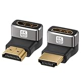 HDMI Adapter 2 Stück - 8K Ultra HD bidirektional 90° Abgewinkelt Stecker auf...