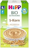 Hipp Bio-Getreide-Breie ungesüßt, Fünf Korn, 6er Pack (6 x 200 g)