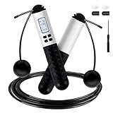 iMoebel Springseil mit Zähler, Verstellbar Speed Rope Seilspringen Stahlseil...