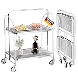 Servierwagen mit Rollen, Servierwagen Klappbar, Dinett 2 Tier Ablagekorb aus...