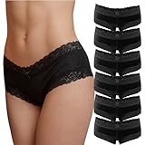 Fabio Farini 6er Pack Damen Panties Hipster mit verführerischen Spitzendetails...