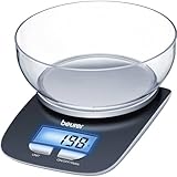 Beurer 704.15 KS 25 Küchenwaage mit 1,2l Wiegeschüssel, digitale Küchenwaage...