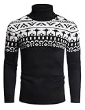 COOFANDY Strickpullover Herren Hässlich Weihnachten Rollkragenpullover Strick...