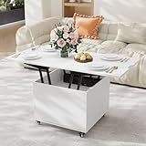 VOWNER Couchtisch Höhenverstellbar, 3-in-1-Multifunktions-Couchtisch...