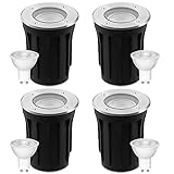 Goodia 4er Set Bodeneinbaustrahler Aussen Schwenkbar GU10 IP67 Bodenstrahler...