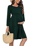 Smallshow Damen Umstandskleid Langarm Schwangerschafts Umstandsmode Kleid Deep...