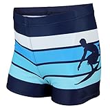 Aquarti Jungen Badehose Gestreift mit Motiven, Farbe: Dunkelblau/Blau, Größe:...