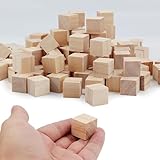 130 Stück Holzwürfel 20mm Würfel Holz Blanko Holzklötzchen Natur Holzklötze...