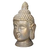 ECD Germany Buddha Figur Kopf Statue 74,5 cm, aus Polyresin, Bronzeoptik, für...