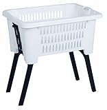 Spetebo Wäschekorb mit klappbaren Füßen 60 x 40 cm - weiß - Stand Wäschebox...