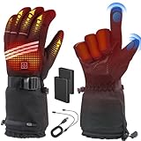 Beheizbare Handschuhe Herren Damen,Beheizte Handschuhe mit 5000mAh*2 7.4V Akku 4...
