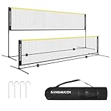 SANGMUCEN 4m Badminton Netz, Volleyballnetz Garten, höhenverstellbare Stangen,...