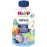 HiPP HiPPiS Quetschbeutel, Drachenfrucht-Johannisbeere in Apfel-Birne, 100%...