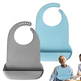 DHSWNNG 2 Stück Silikon Lätzchen für Erwachsene, Waschbare Erwachsenen...