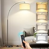 OUTON Bogenlampe Wohnzimmer, Dimmbar LED Stehlampe mit 40cm Beige Lampenschirm,...