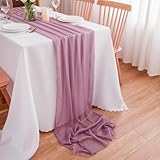 CHUQING Tischläufer Altrosa Chiffon Tischläufer Hochzeit Stoff für Esszimmer...
