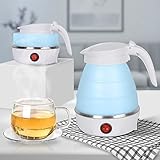 Faltbarer Wasserkocher 600 ml, Reisewasserkocher aus Silikon, zusammenklappbarer...