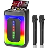Ankuka Karaoke-Maschine mit 2 Mikrofonen, tragbarer Bluetooth-Lautsprecher mit...