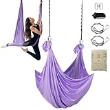 VEVOR Aerial Yoga Hängematte Set 4 x 2,8 m, Lila Aerial Yoga Swing Air Fliegen,...