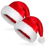 AUXHCYL Weihnachtsmütze Erwachsene, Plüsch Nikolausmütze mit Soft Liner Rote...