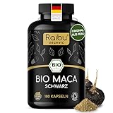 BIO Maca Kapseln (Schwarz) - 3200 mg je Tagesdosis (entspricht 12.800 mg...