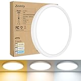zemty 3Farben 3000/4000/6500K LED Deckenleuchte Flach, 15W 1800LM Ø18cm...