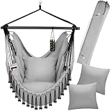 tectake® Hängesessel Outdoor wetterfest oder Indoor mit Tabletfach und...