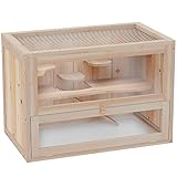 PawHut Hamsterkäfig aus Holz für Zwerghamster Nagerkäfig Kleintierkäfig mit...