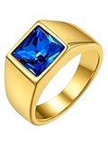 GoldChic Herren Bandring 316L Edelstahl Männer Zirkonia Fingerring mit 8mm...