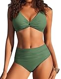 AI'MAGE Damen Bikini Set Bauchweg Triangel Summer Bademode Zweiteiliger Armee...