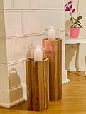 Dekoleidenschaft Windlichtsäule Rustikal aus recyceltem Holz, 49 cm hoch,...