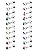 BBTO 20 Stück Edelstahl Lippe Labret Zirkonia Nase Zucht Hantel Piercing, 16...