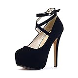 Tianerhay Damen Stiletto High Plateau Heels Runde Zehen Knöchelriemen Plateau...