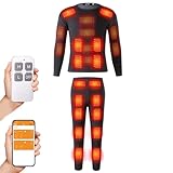 32 Bereiche Beheizte Thermische Unterwäsche Set, App Control Motorradbekleidung...