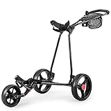 GYMAX Golftrolley faltbar, Golfwagen 3 Rad mit Scorekartenhalter,...